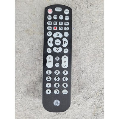 GE Universal Remote Control 4-Device TV DVD STRM AUX Black 40081 33709