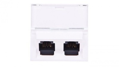 MOSAIC Doppelte Computersteckdose RJ45 Kat.6 UTP 2M 45st weiß 076504