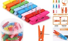 50 PCS Colorful Push Pin with Wooden Clips, Durable, Multicolor 50 Pcs