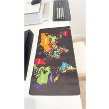 Colorful World Map Large Gaming Mouse Pad 23.6"x11.5" Non-Slip Desk Keyboard Mat