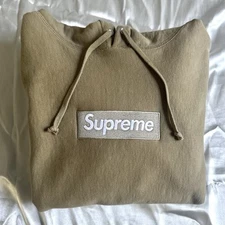 Supreme FW23 Dark Sand Bogo Boxed Logo Hoodie Size Medium