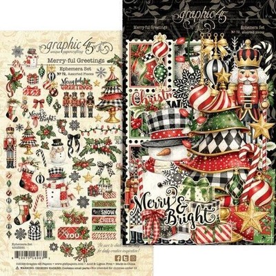 GRAPHIC 45 ''MERRY-FUL GREETINGS'' EPHEMERA SET  ASSORTED 72 PCS SCRAPJACK'S PLACE