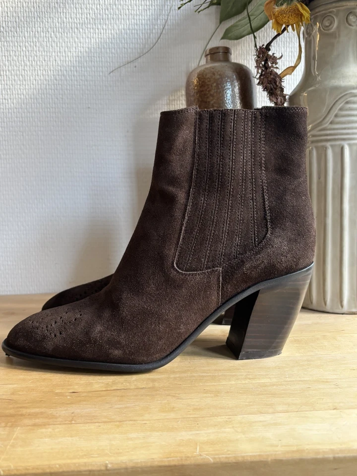 FREE LANCE Brown Suede Cowboy Boots 39.5 Western Festival Luxury Boots - Photo 2/4