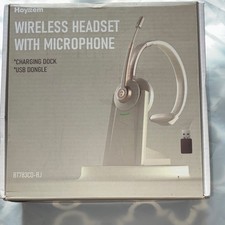 Hoyzem BT783CD-BJ Wireless USB Headset Boom Mic Beige Charging Dock Single Ear