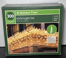Holiday Time 300 Count CLEAR Icicle Lights WHITE WIRE Christmas Indoor Outdoor