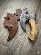 CUSTOM Viking Pizza Axe Handmade CARBON STEEL Pizza Cutter With ASH Wood PX-3