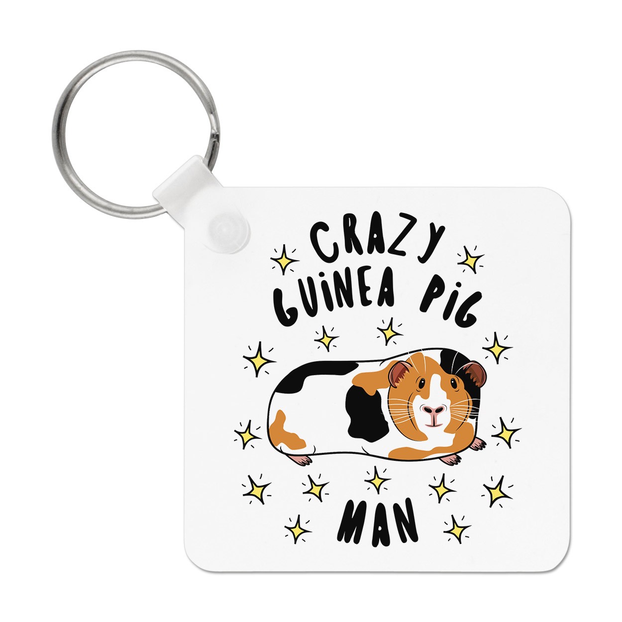 Crazy Guinea Pig Man Stars Keyring Key Chain - Funny Animal