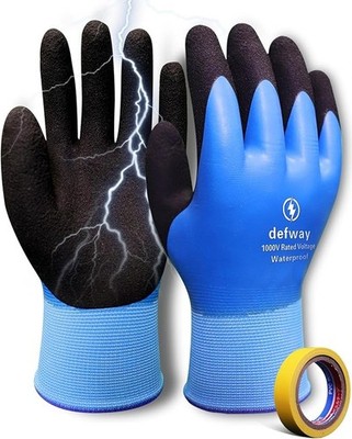 Insulated Electrician Gloves 1000V High Voltage, Waterproof, Non-Slip, Size M