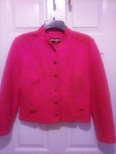 Geiger Of Austria Womens Boiled Wool Jacket Cardigan Sweater Sz 42  US 6 Red