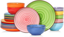 Ceramic Plates and Bowls Sets,24 Pieces Dinnerware Sets for 8,Scratch Resistant