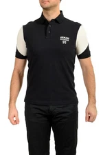 Armani Exchange Men's Two-Tone Logo Print Short Sleeve Polo Shirt US S IT 48