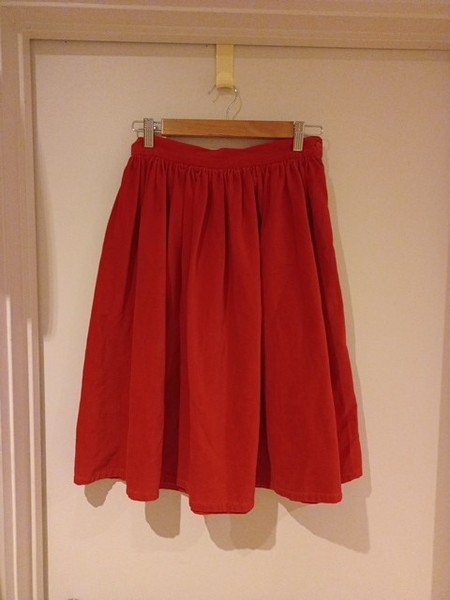 Vintage '80's Edgy Aus Designer Label Silletto Red Velour Skirt With Back Pocket