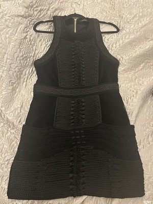 Balmain X H&M schwarzes Cocktailkleid Seil & Samt Größe 4 US