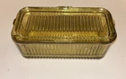 Vintage Federal Glass Amber  Refrigerator Dish Rectangle - 8 1/2 X 4" W/  Lid  *