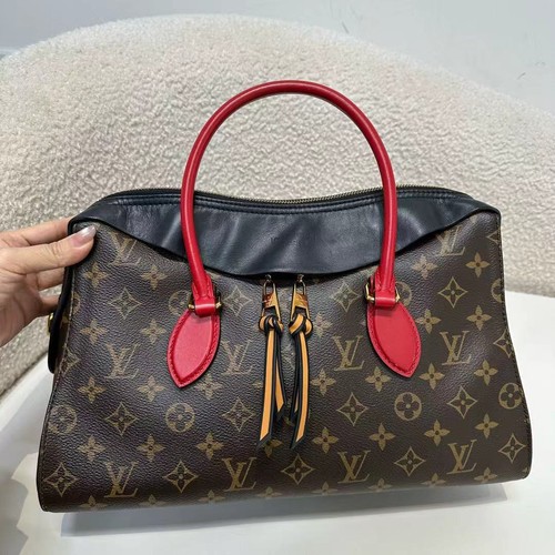 Louis Vuitton Tuileries Monogram Canvas Handbag with Red Leather Handles - Picture 2 of 13