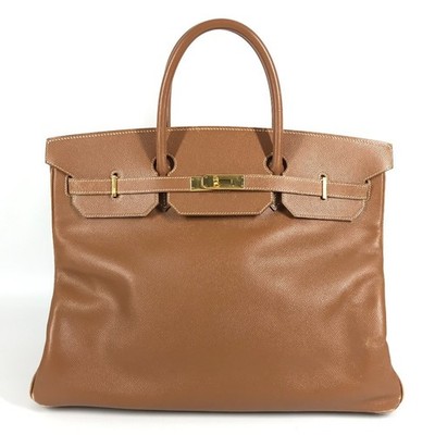 HERMES Tote Bag Birkin 40 Hand Bag Epsom Gold Brown/GoldHardware