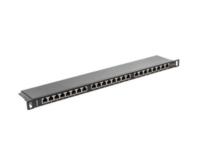 Patchpanel 24 PORT 0,5U Kat.5e geschirmt schwarz PPS5-0024-B