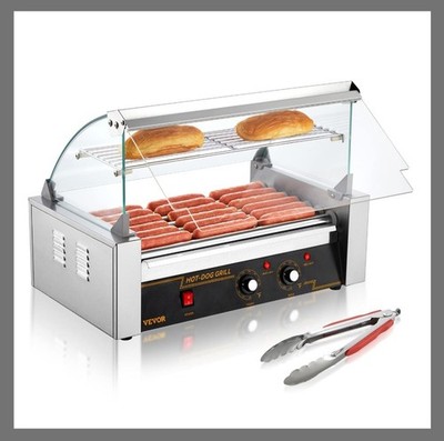 VEVOR Hot Dog Roller 7 Rollers 18 Hot Dogs Capacity 1050W Stainless Sausage Gril
