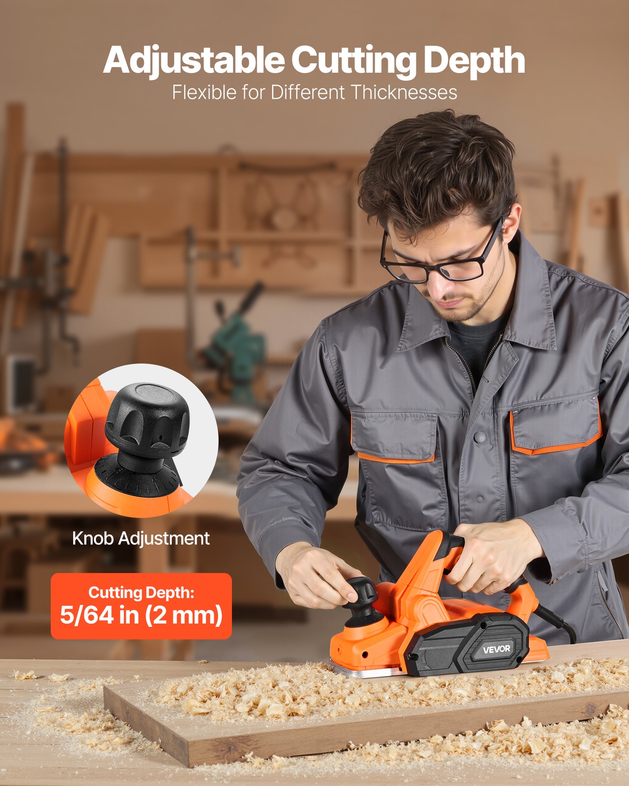 Raboteuse à Bois WoodRepair – Lame Acier, Manche Bois, 5 Cm De Largeur De Lame