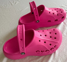 Crocs Baya Platform Electric Pink Clog W9 Excellent Preowned Condition Z-25 