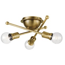 Kichler 43196 Brass Armstrong 3-Light 15"W Semi-Flush Ceiling Fixture