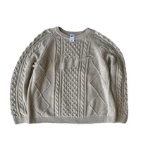 Nike Life Cable Knit Sweater Rattan Sportswear | DQ5176-206 Size Large