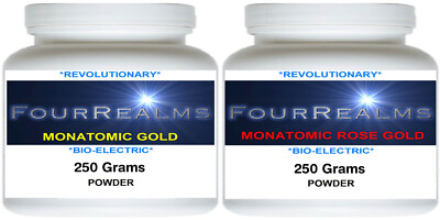 MONATOMIC GOLD ORMUS + MONATOMIC ROSE GOLD ORMUS - 250 GRAMS EACH by Four Realms