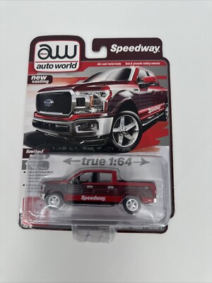 AUTO WORLD 1/64 SCALE SPEEDWAY 2020 FORD F-150 LARIAT Gray On Red  A