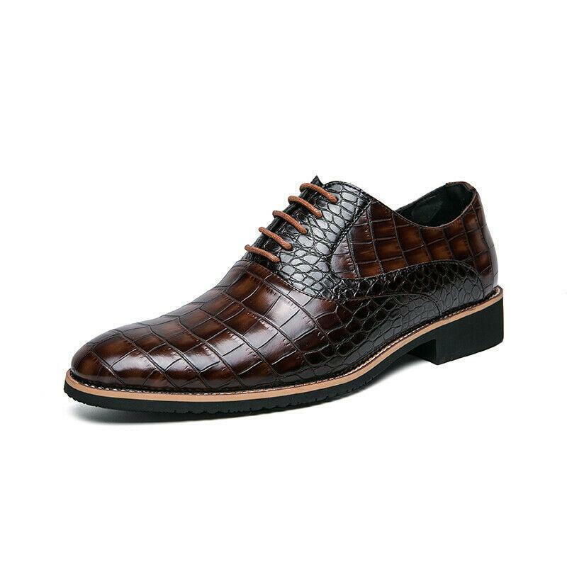 Retro Mens Max 76% OFF Business Formal Faux Shoes Leather Long-awaited Pattern Alligator