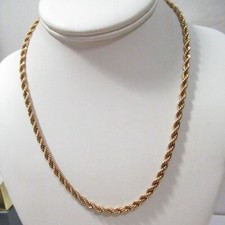 Gold Tone Rope Chain Vintage Necklace 18 1/2"