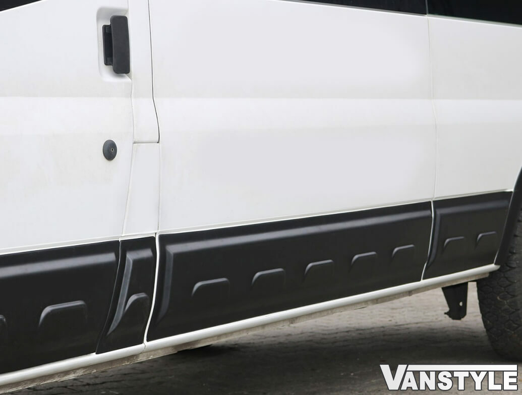 FITS FORD TRANSIT L3 LWB 07>13 BLACK ABS SIDE BODY MOULDINGS TRIMS