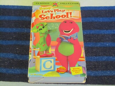 BARNEY LET'S PLAY SCHOOL~ACTIMATES VHS~KIDS LEARN ABC'S 123'S~BABY
