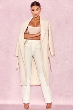 HOUSE OF CB 'Luna' Cream Asymmetric Wool Mix Oversized Coat Size L (US 8-10)