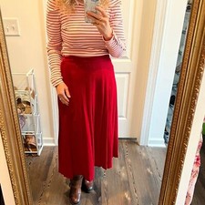 Vintage cottage tailor red wool pleated skirt size large Union made