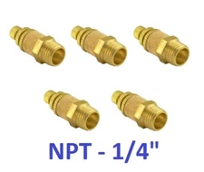 Brass Flow Control Silencer 1/4" Air Exhaust Muffler Pneumatic Connector 5 Piece