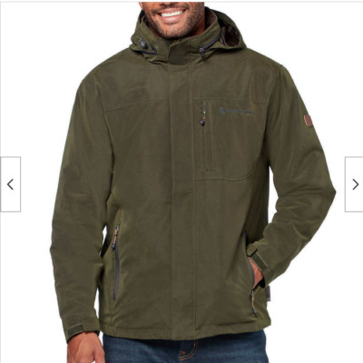 Rugged Elements Men's Tech Canvas Full Zip Hidden Hood JACKET(OLIVE SMALL)NWT