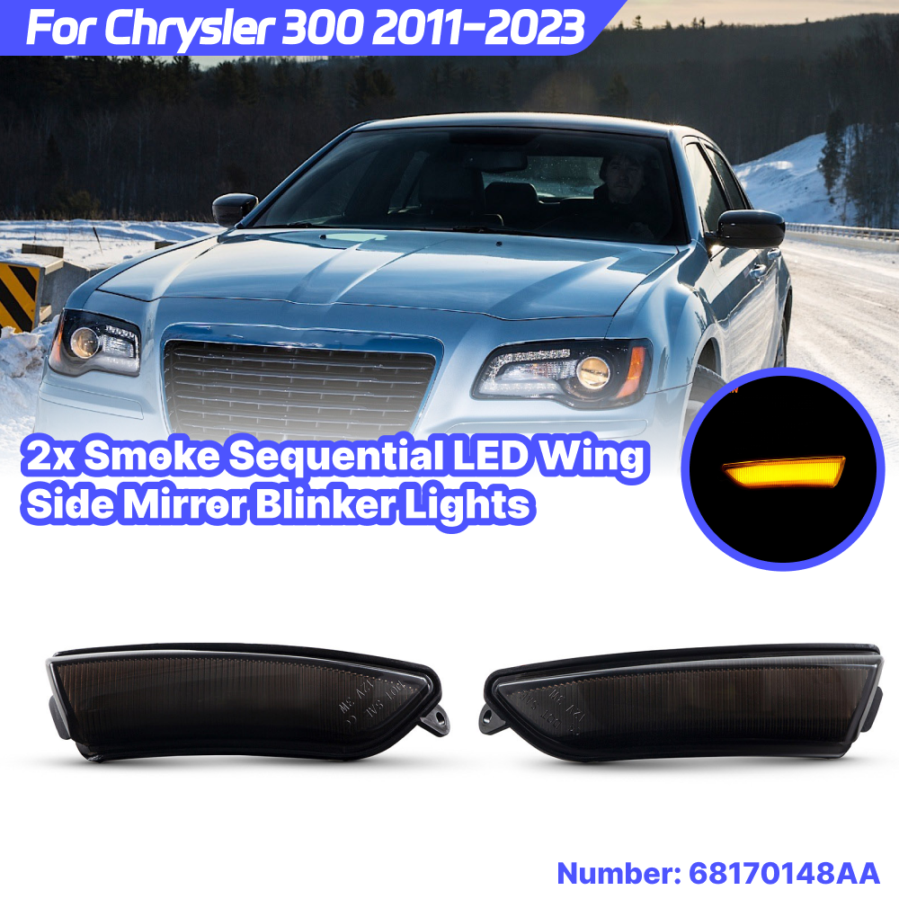 Sequential LED Smoke Side Mirror Turn Signal Lamp Set For 2011