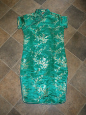 Asian Chinese Dress made by Jennifer Green w/gold flower design Sz.18 84 