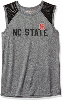 Camp David Sleeveless Mesh Panel Tee, Medium, Black Htr,North Carolina State ...