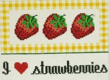 I Love Strawberries Hand Painted Needlepoint Canvas