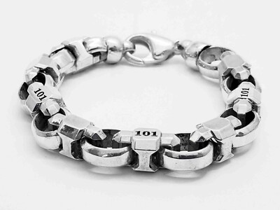 Room 101 Designer Caterpillar Link Bracelet Sterling Silver with Custom Clasp