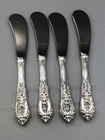 Rose Point by Wallace Sterling Silver group of 4 Paddle Butter Spreaders