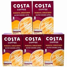 Costa Coffee Instant Coffee Sachets - Salted Caramel Latte, 5 x Pack of 6 (6x17g