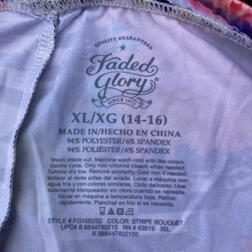 Girls Leggings Sz XL 14 16 Floral Striped Colorful NWOT - Image 4 of 4