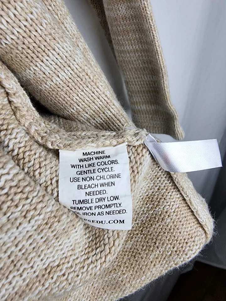 CÁRDIGAN SUÉTER CHAPS FRENTE ABIERTO NIÑAS 8/10 Uniforme Escolar Preppy Tejido Avena Foto 3 de 4