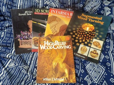 Lot Of 5 Various Woodworking Books Carving Turning Scroll Saw Patterns
