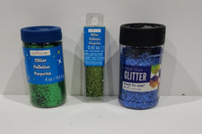 Glitter for Craft Scrapbook Journal 3 Containers Green and Blue