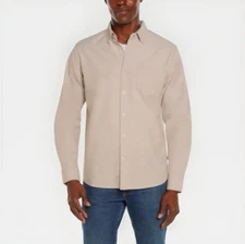 Gap Men's Oxford Long Sleeve Button Up Shirt-Color: Tan-Size:XL