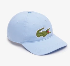 Lacoste Big Front Croc Solid Cotton Badge Baseball Hat Cap $65 New Lt Blue HBP