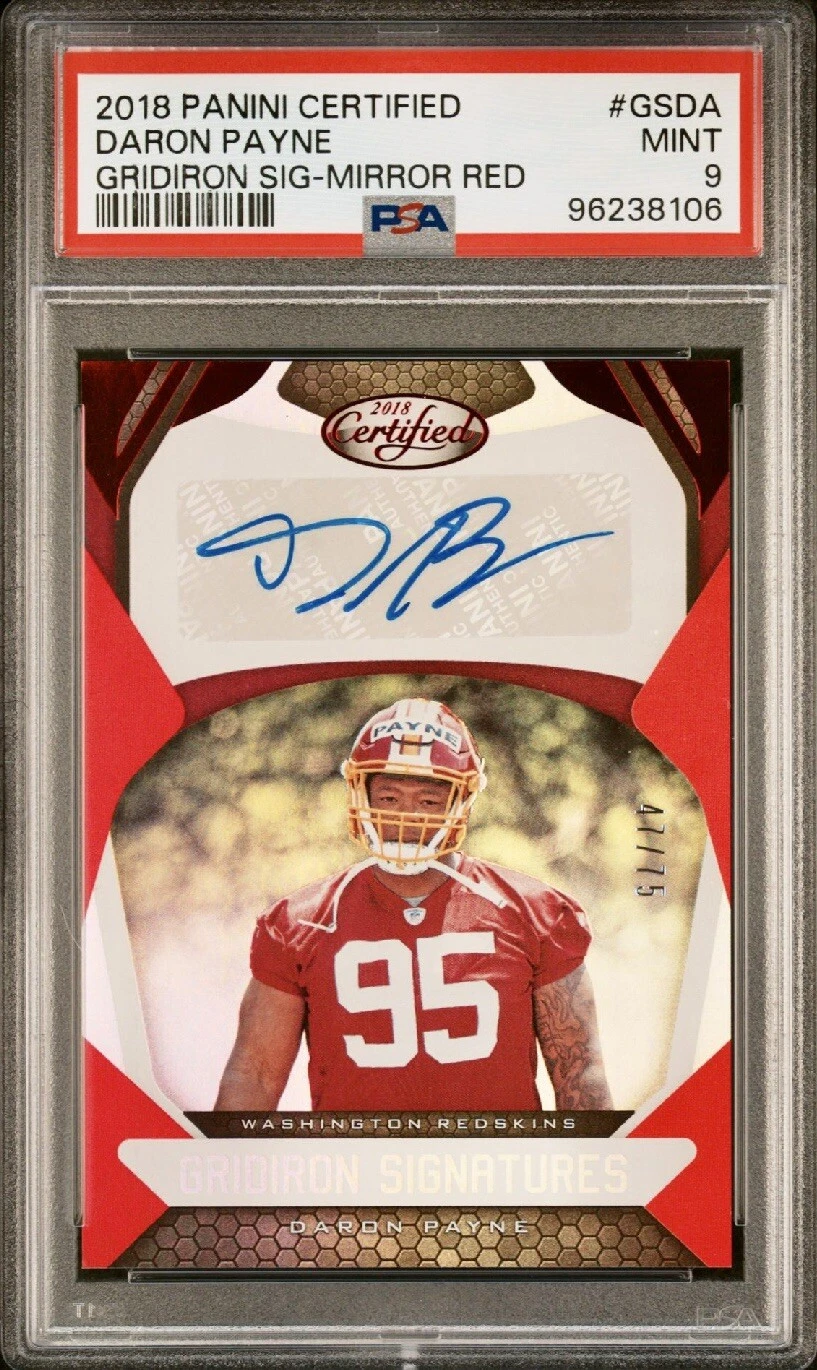 Daron Payne Panini Certified Gridiron Signatures #GSDA Mirror Red